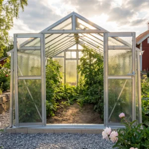 Växthus Variant 249 fotat inne i växthuset 12 kvm