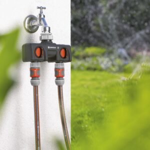 Gardena vattenfördelare med två uttag vid uppsättning