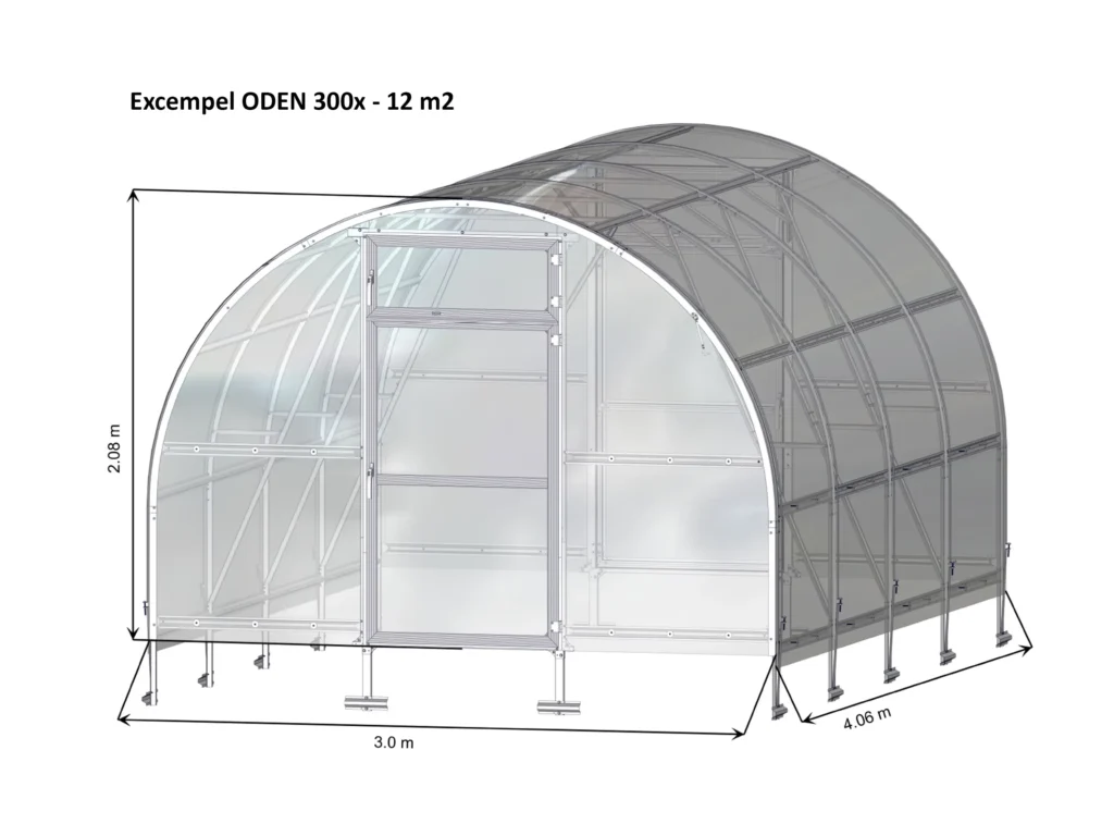 Tunnelväxthus Oden 300x mått