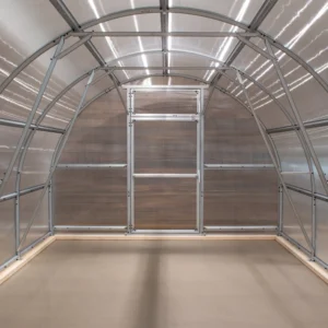 Tunnelväxthus Oden 300x inifrån i vårt showroom i Gällstad