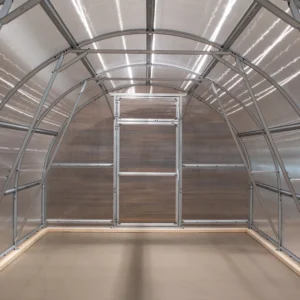 Tunnelväxthus Oden 300x inifrån i vårt showroom i Gällstad